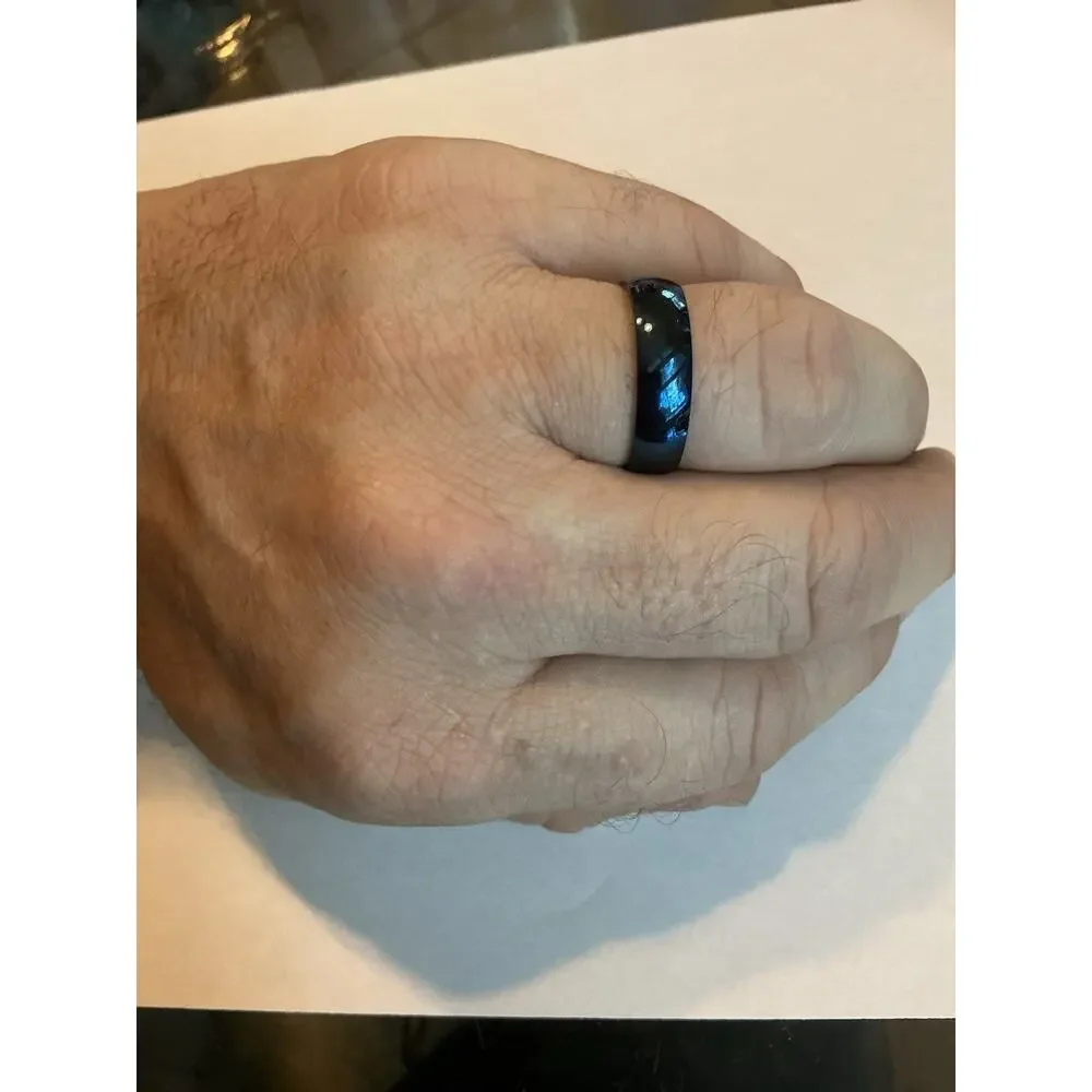 Women’s 316L Stainless Steel Wedding Band Ring Comfort Fit Blue Size 6